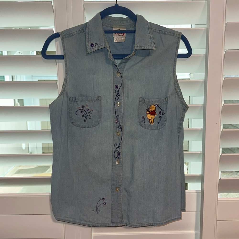 VINTAGE DISNEY WINNIE THE POOH denim tank/vest